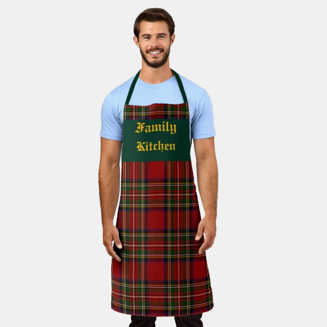 Royal Stewart Clan Tartan Plaid Personalized Apron (Worn)