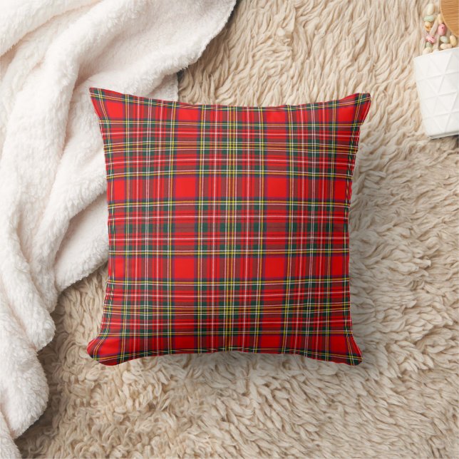 Royal Stewart Clan Tartan Plaid  Throw Pillow (Blanket)