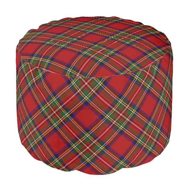 Royal Stewart Clan Tartan Scottish Plaid Pouf (Angled Front)