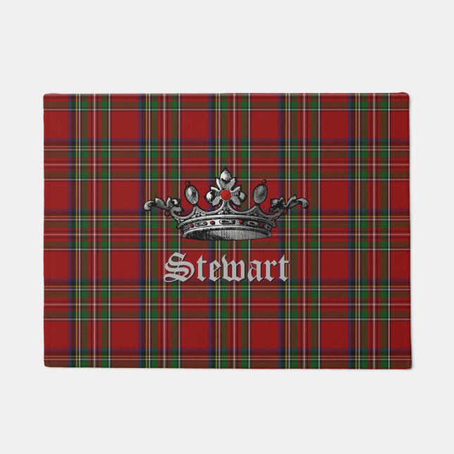 Royal Stewart Crown Personalized Door Mat (Front)
