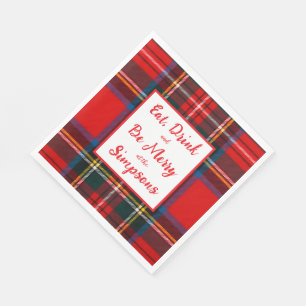 Royal Stewart Eat Drink Be Merry Xmas Plaid Napkins