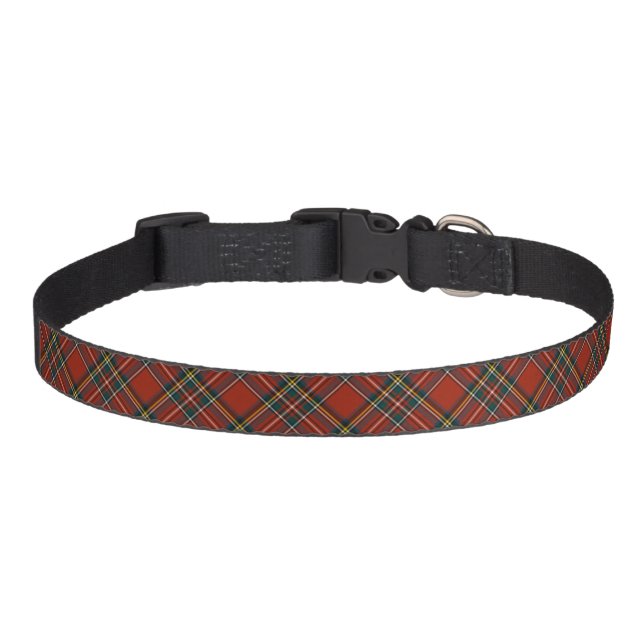 Royal Stewart Family Red, Blue, and Green Tartan Pet Collar (Front)