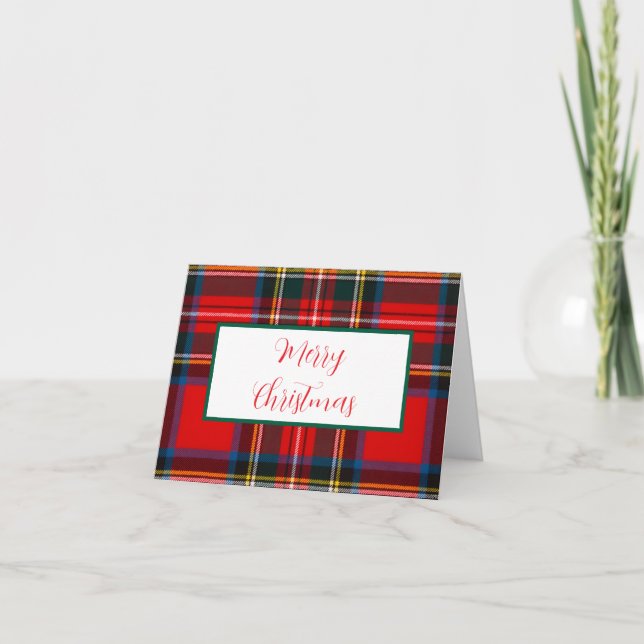 Royal Stewart Merry Christmas Plaid Note Card (Front)