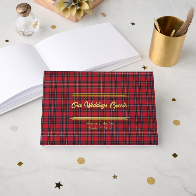 Royal Stewart Original Scottish Tartan Foil Guest Book (Front Open)