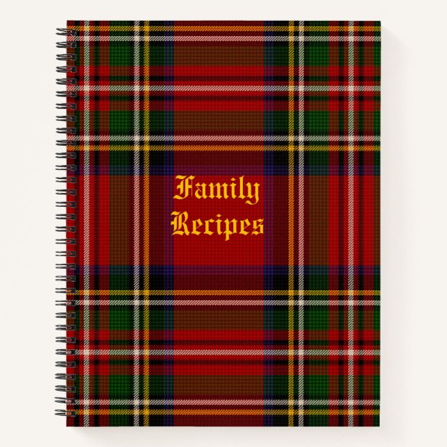 Royal Stewart Personalized Recipe Notebook (Front)