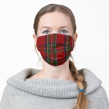 Royal Stewart Plaid Adult Cloth Face Mask by Everythingplaid at Zazzle
