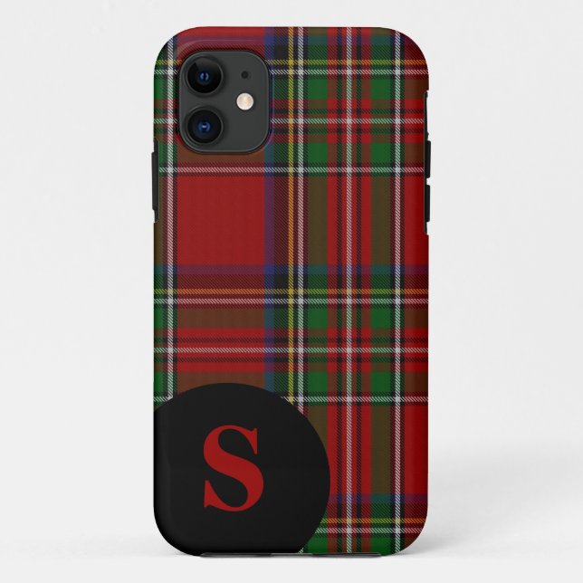 Royal Stewart Plaid Monogrammed Case-Mate iPhone Case (Back)