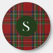 Royal Stewart Plaid Monogrammed Wireless Charger (Front)