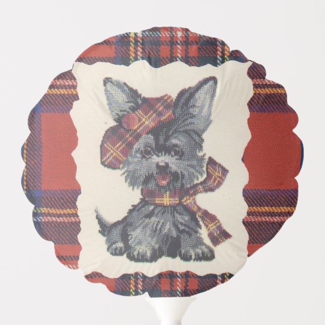 Royal Stewart Plaid Scotty Dog Balloon (Front)