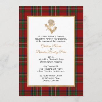 Royal Stewart Plaid Thistle Wedding Invitation by Everythingplaid at Zazzle