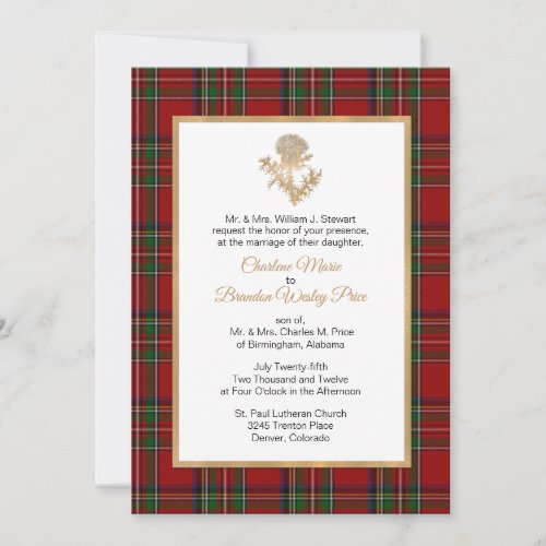 Royal Stewart Plaid Thistle Wedding Invitation