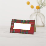 Royal Stewart Plaid Wedding Folded Place Card