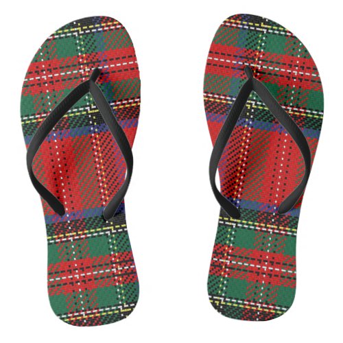 Royal Stewart red and green Scots tartan pattern  Flip Flops