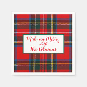 Royal Stewart Red Plaid MAKING MERRY Napkins