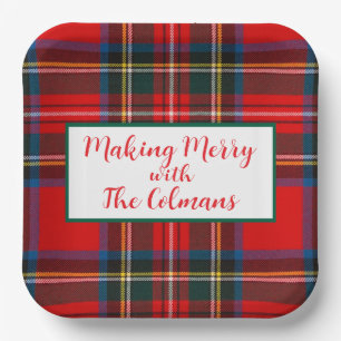 Royal Stewart Red Plaid MAKING MERRY  Paper Plates