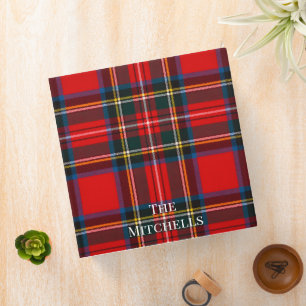 Royal Stewart Red Plaid PERSONALIZE 3 Ring Binder