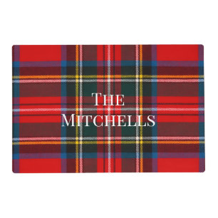 Royal Stewart Red Plaid PERSONALIZE Laminated Placemat