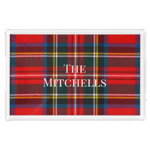 Royal Stewart Red Plaid PERSONALIZE Long Acrylic Tray
