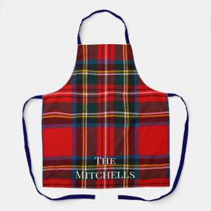 Royal Stewart Red Plaid PERSONALIZE Unisex Apron