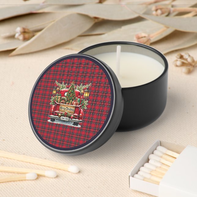 Royal Stewart Scottish Tartan Christmas Mini Candle Favors (Insitu)