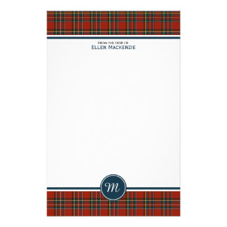 Royal Stewart Tartan Classic Red Plaid Monogram Stationery