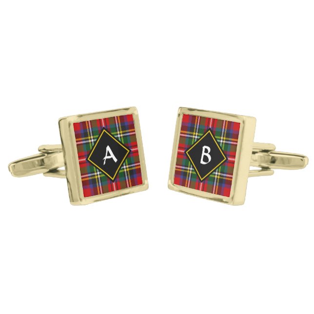 Royal Stewart Tartan Cufflinks (Angled)