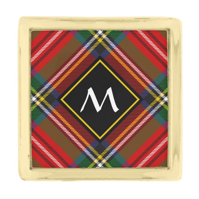 Royal Stewart Tartan Gold Finish Lapel Pin (Front)