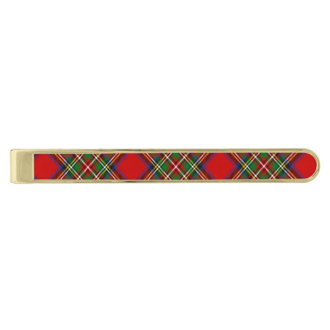 Royal Stewart Tartan Gold Finish Tie Bar (Front)