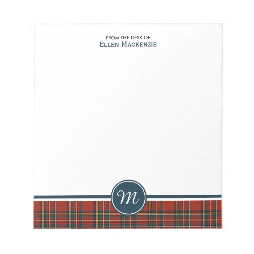 Royal Stewart Tartan Monogram Notepad