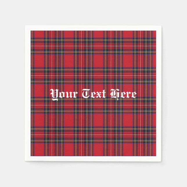 Royal Stewart Tartan Monogram Paper Napkins (Front)