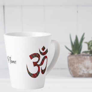 Royal Stewart Tartan Om Symbol, 12oz Latte Mug