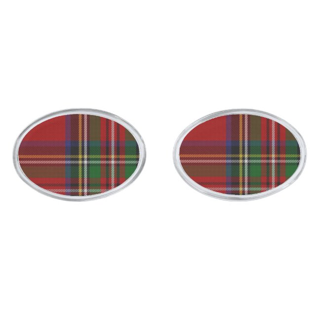 Royal Stewart Tartan Plaid Cuff Links (Front)