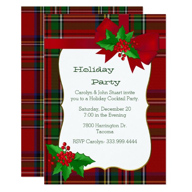 Royal Stewart Tartan Plaid Custom Christmas Party Invitation