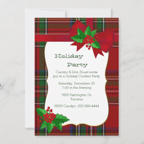 Royal Stewart Tartan Plaid Custom Christmas Party Invitation