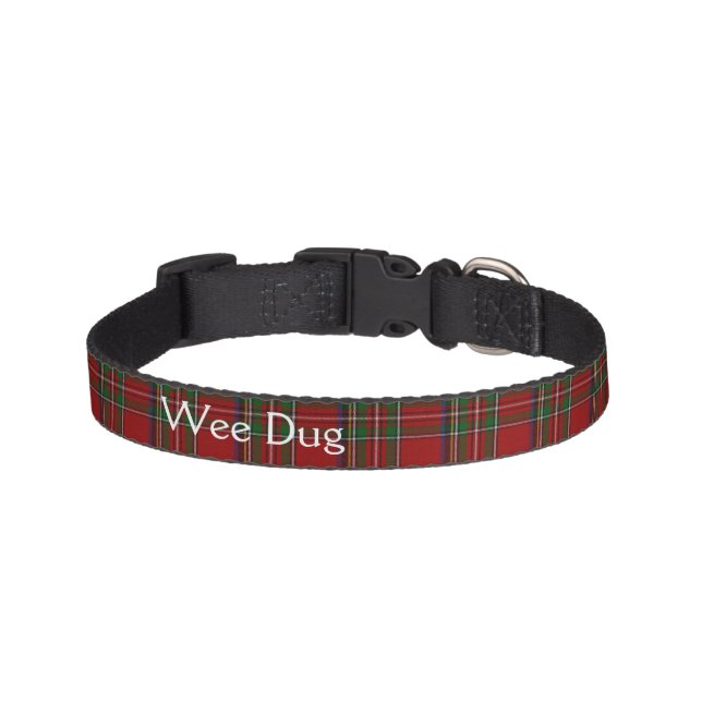 Royal Stewart Tartan Plaid Custom Dog Collar (Front)