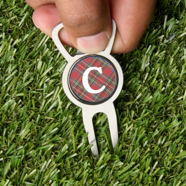 Royal Stewart Tartan Plaid | Modern Monogram Divot Tool (Insitu 1)