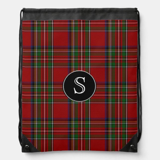 Royal Stewart Tartan Plaid Monogram Backpack (Front)