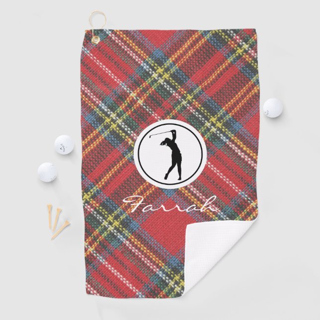 Royal Stewart Tartan Plaid Print, Woman's Golf Towel (InSitu)