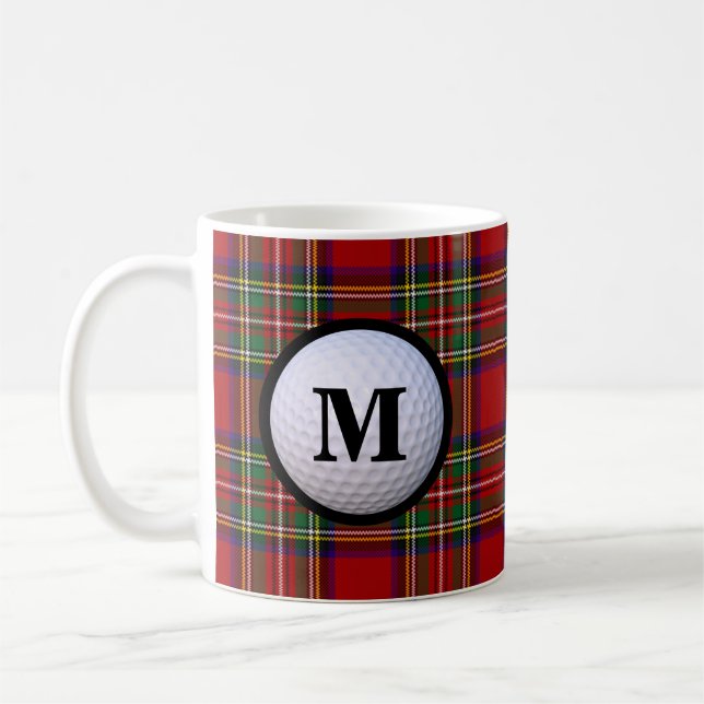Royal Stewart Tartan Plaid Scottish Clan Monogram Coffee Mug (Left)