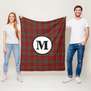 Royal Stewart Tartan Plaid Scottish Clan Monogram Fleece Blanket