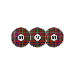 Royal Stewart Tartan Plaid Scottish Clan Monogram Golf Ball Marker