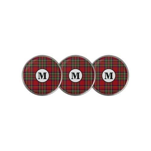 Royal Stewart Tartan Plaid Scottish Clan Monogram Golf Ball Marker