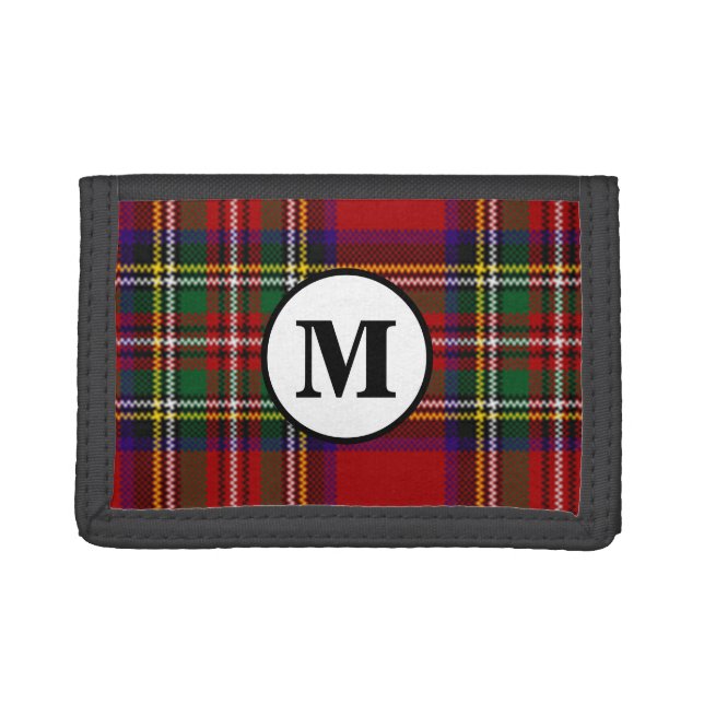 Royal Stewart Tartan Plaid Scottish Clan Monogram Trifold Wallet (Front)
