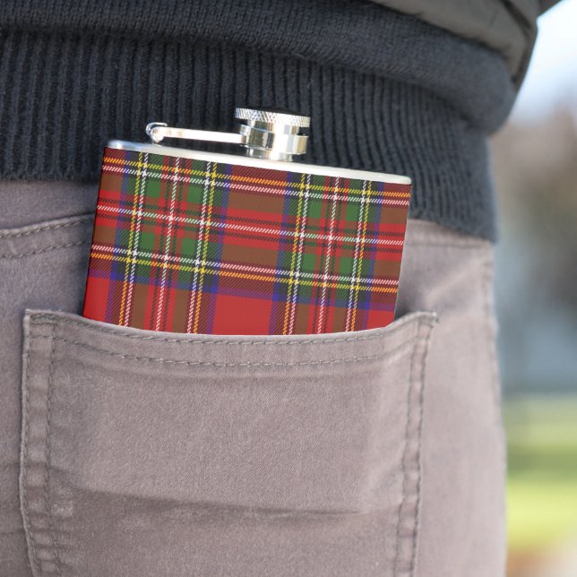 Royal Stewart Tartan Plaid Scottish Pattern Flask (In Situ)