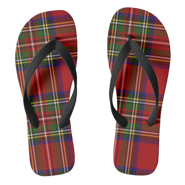 Royal Stewart Tartan Plaid Scottish Pattern Flip Flops (Footbed)