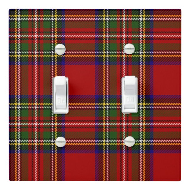 Royal Stewart Tartan Plaid Scottish Pattern Light Switch Cover (In Situ)