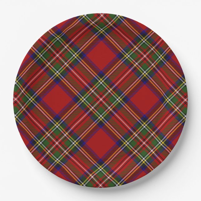 Royal Stewart Tartan Plaid Scottish Pattern Paper Plates (Front)