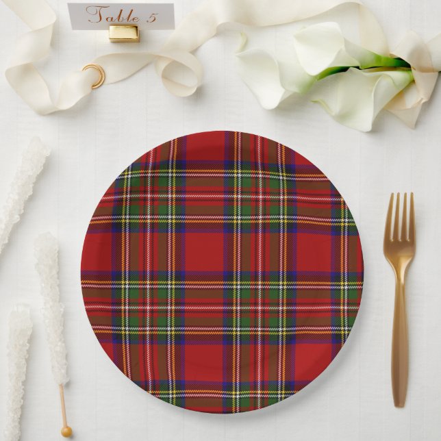 Royal Stewart Tartan Plaid Scottish Pattern Paper Plates (Wedding)