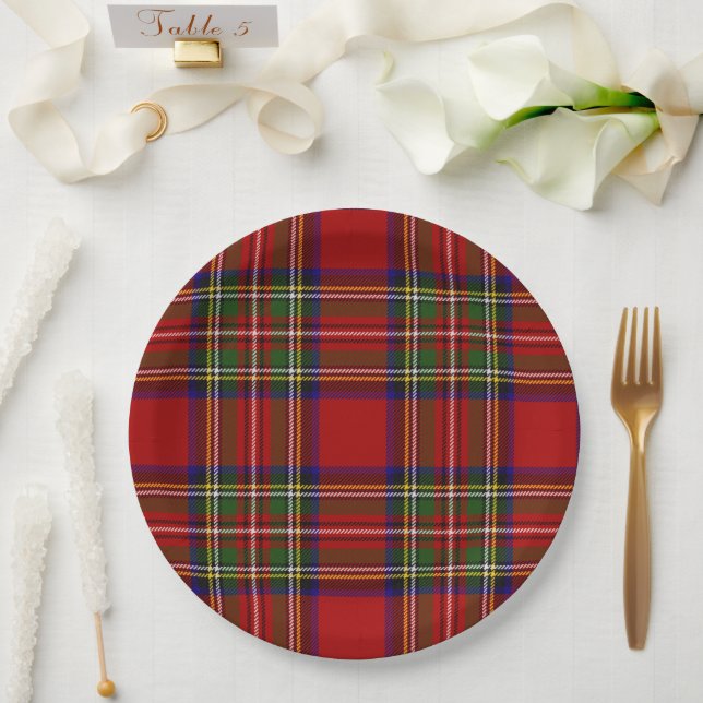 Royal Stewart Tartan Plaid Scottish Symmetry Paper Plates (Wedding)