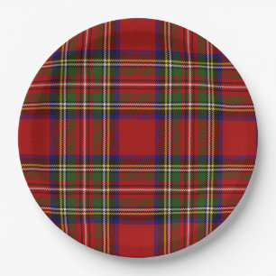 Royal Stewart Tartan Plaid Scottish Symmetry Paper Plates
